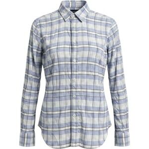 Hugo Boss Orange Mens Plaid Button Down Shirt Blue White Long Sleeve Size M